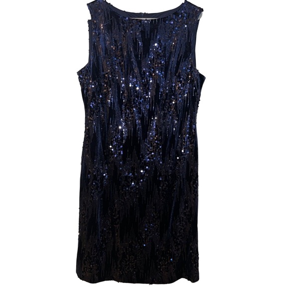Jackie Jon Blue Sequin Stretch Dress - Size 16 | Party-Ready & Comfortable - Picture 2 of 10